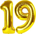 Gold Number 19 Balloon 40 inch, 19 Number Balloons, 19th Gold Birthday Decorations, 19 Year Old Girls Boys Golden Party Supplies