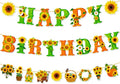 Zwiebeco Green Yellow Orange Sunflower Happy Birthday Party Decoration Banner Bunting Garland Hanging Paper for Boys Girls Kids Women Spring Summer Sunflower Flowers Themed Party Accessories Supplies