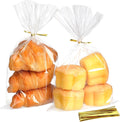 RICEDUO 100-Pack Cellophane Treat Bags with Twist Ties - 6x10 Inch Clear Party Favor Bags for Candy, Cookies, Birthday Goodies, Baby Showers & Holiday Gift Wrapping