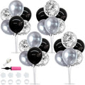 TONIFUL 4 Set Black and Silver Balloon Centerpiece for Table, Balloon Stand Kit for Birthday, Anniversary, Wedding, Halloween and Black Silver Party Decorations,2026 Graduation Decorations,Retirement