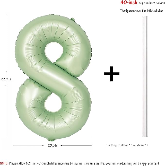40" Olive green Number Balloons Helium Foil Mylar Balloon Birthday Party banquet Decoration Digital 8