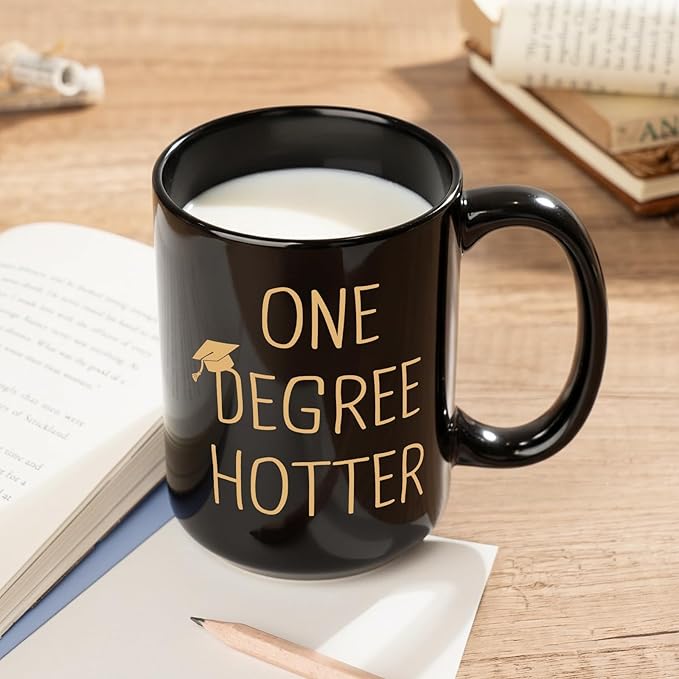 Graduation Gifts for Her, Him - 15oz Ceramic One Degree Hotter Mug - 2026 Funny College, Masters Degree, Phd, Nursing & Nurse, High School Grad Gifts for Women Men, Graduation Party Decorations