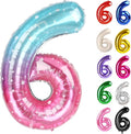 Starry Sky Number 6 Balloon 40 Inch, 6 Balloon Number, 6th Birthday Decorations, Starry Sky Party Supplies for Boys Girls
