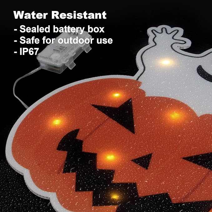 Lighted Yard Signs for Halloween Props Yard Stakes Light Up Pumpkin Ghost Yard Sign with Stakes for Halloween Decorations Outdoor Lawn Decor Yard Decorations - 3PCS