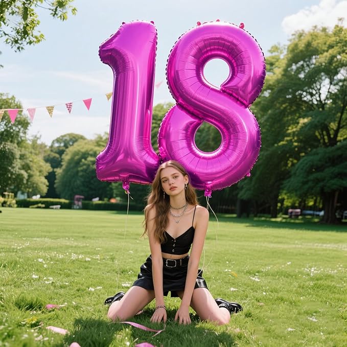 40 Inch Rose Purple Large Balloon Number 8 Balloon,Jumbo Mylar Foil Helium Balloon for 8 18 28 38 48 58 Birthday Digital Balloons for Birthday Party,Wedding Anniversary Party Decorations