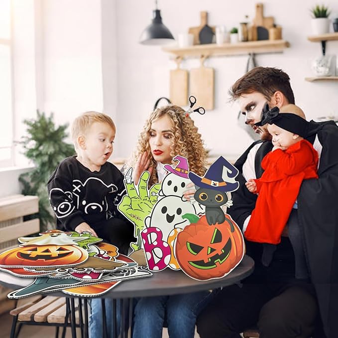 8 PCS Cute Halloween Decorations Outdoor Yard Signs,Large Yard Stakes Signs Pumpkin Ghost,Tombstone, Skeleton, Hand, Halloween Lawn Decoration for Family Friendly Kids Home Party