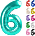 Teal Number 6 Balloon 40 Inch, 6 Balloon Number, 6th Birthday Decorations, Teal Party Supplies for Boys Girls