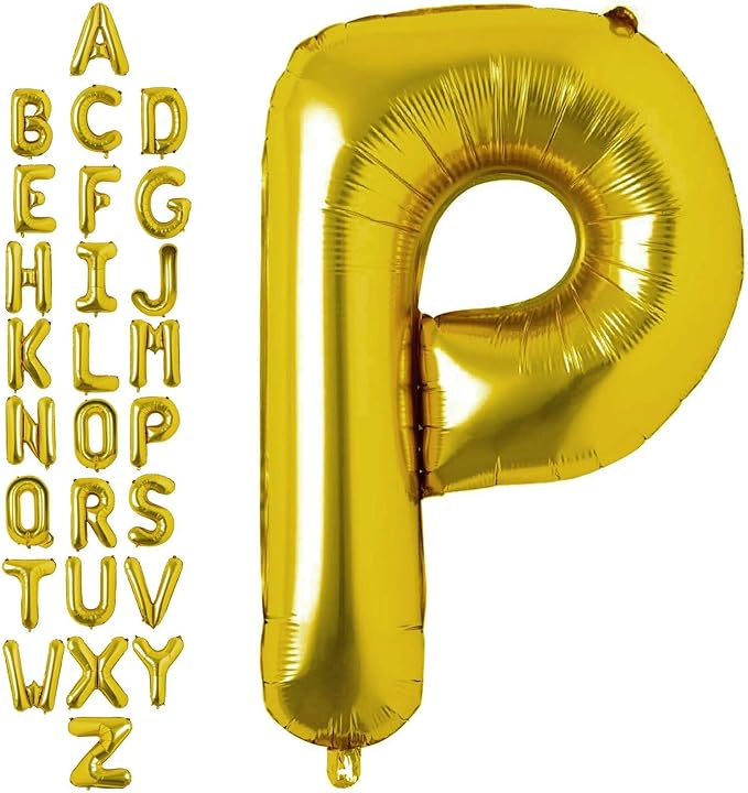 40 Inch Gold Letter P Balloons, DIY Phrase Foil Alphabet Letter P Balloons DIY Word P Banner for Birthday Anniversary Celebration Graduation Party Supplies Decoration