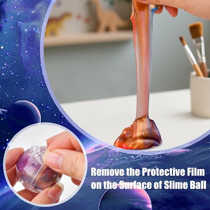 36 Pack Galaxy Slime Ball Kit - Easter Basket Stuffers for Teens Boys Girls Funny Easter Gifts Slime Party Favors for Kids Classroom Reward Stress Relief Toys Goodie Bag Stuffers Valentines Day Gifts