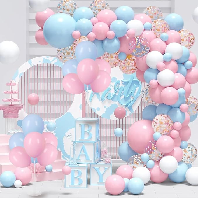 4 Sets Balloon Stand Kit, Balloon Sticks Holder with Blue and Pink Balloons for Table Centerpiece Gender Reveal Birthday Boys Girls Party Decorations(Blue and Pink)