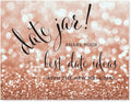 Andaz Press Wedding Party Signs, Glitzy Rose Gold Glitter, 8.5x11-inch, Date Jar Share Your Best Date Idea With the New Mr. & Mrs. Sign, 1-Pack, Bokeh Colored Party Supplies