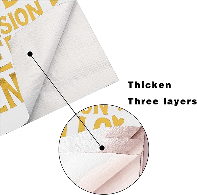 50 Pack Gold and White Retirement Paper Cocktail Napkins,GOODBYE TENSION HELLO PENSION Funny Farewell Celebration Party Supplies