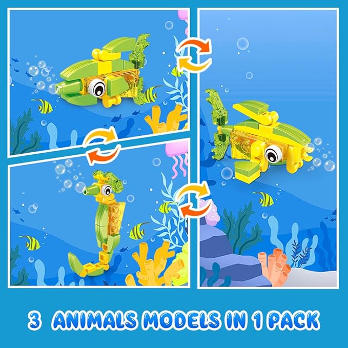 HOGOKIDS 20 Packs Party Favors for Kids, 60 Kinds of Mini Animals Toy Building Block Set for Easter Valentines Day Classroom Prizes Goodie Bag Stuffers Birthday Gifts for Boys Girls Ages 6-12+