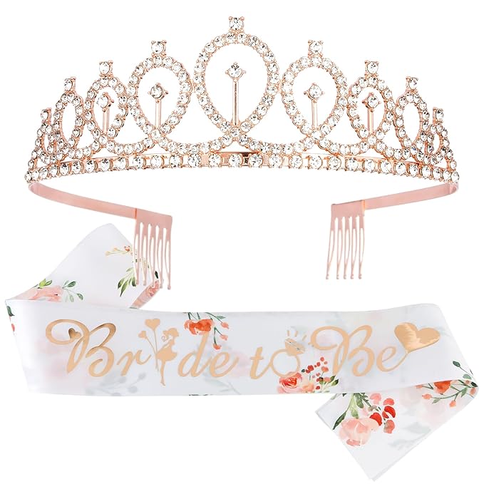 CIEHER Bride To Be Gifts: Sash, Tiara, Bachelorette & Bridal Shower Decorations