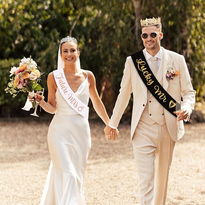Engagement Party Decorations Crown Sash Set Future Mrs& Lucky Mr Decor Just Engaged Sash Tiara Decorations Engagement Gifts Sign