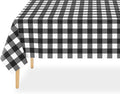 QIKSION Black Gingham Tablecloth Disposable 2 Pack, 54 x 108 Inch Black and White Checkered Table Cloth for Picnic, Outdoor BBQ Decorations, Birthday Party Supplies, Rectangle, Plastic Table Cover