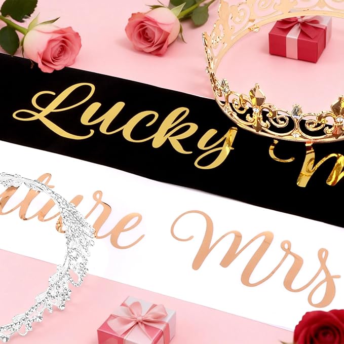 Engagement Party Decorations Crown Sash Set Future Mrs& Lucky Mr Decor Just Engaged Sash Tiara Decorations Engagement Gifts Sign