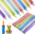 100 Pcs 260Q Balloons Kit with Pump - Kids Premium Latex Twisting Long Balloons to Make Animals Flowers, Metallic Assorted Balloons for Party Boys Girls Christmas Birthday Gifts Clowns Wedding Decor