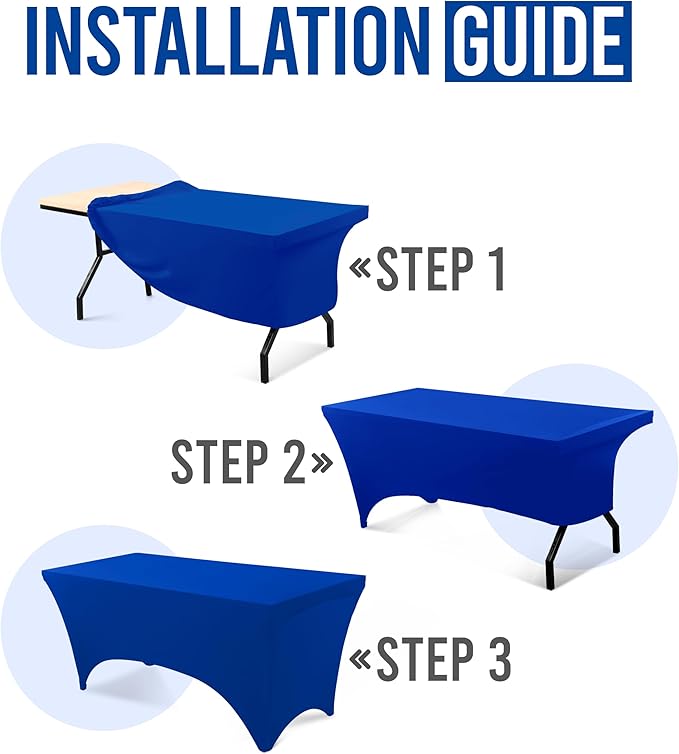 Utopia Kitchen Spandex Tablecloth 1 Pack [6FT, Blue] Tight, Fitted, Washable and Wrinkle Resistant Stretch Rectangular Patio Table Cover for Event, Wedding, Banquet & Parties [72Lx30Wx30H Inch]