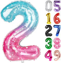 Starry Sky Number 2 Balloon 40 Inch, 2nd Birthday Decoration for Toddlers Girls Boys, Sparkling 2 Number Balloon Party Decor