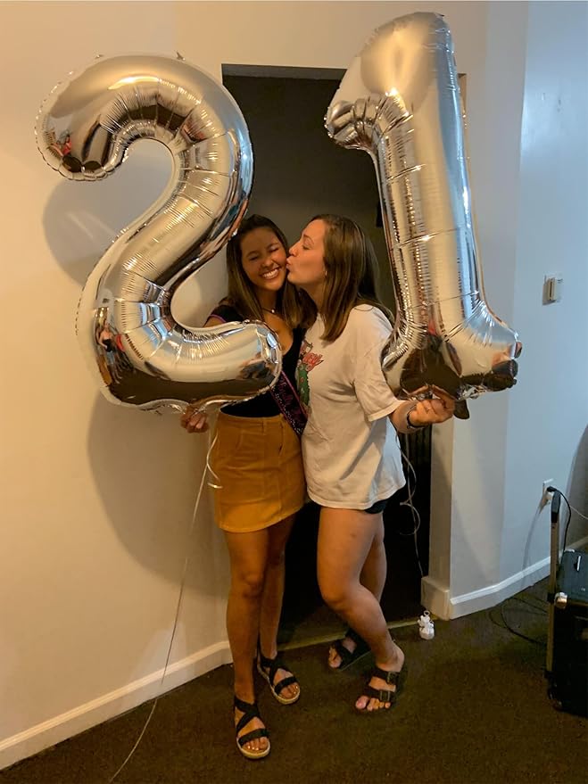 Silver Number 40 Balloon 40 inch, 40 Number Balloons, 40th Silver Birthday Decorations for Girls Boys Kids, 40 Year Old Women Men Silver Party Supplies