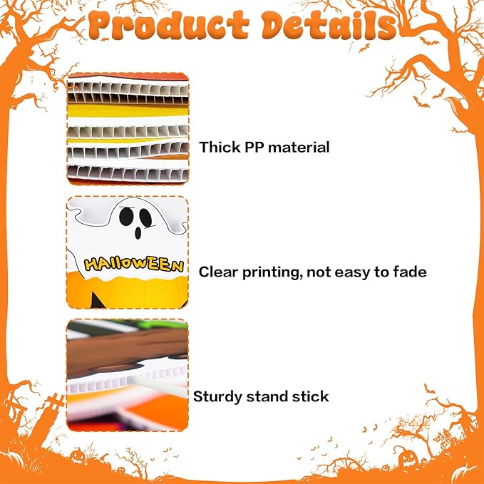 10 PCS Cute Halloween Decorations Outdoor Yard Signs,Large Yard Stakes Signs Pumpkin Ghost,Halloween Lawn Decoration for Family Friendly Kids Home Party Plastic Halloween Yard Stakes