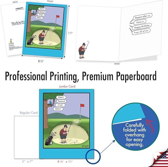 NobleWorks Jumbo Hilarious Birthday Greeting Card From Us 8.5 x 11 Inch with Envelope (1 Pack) Large Jumbo Bday Golf Bunker J3675BDG-US