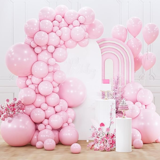 PartyWoo Light Pink Balloons 152pcs Different Sizes of 18 12 10 5 Inch Pastel Pale Baby Pink Balloon Arch Kit Garland for Baby Shower Bachelorette Bridal Shower Birthday Party Decorations Pink-Y48