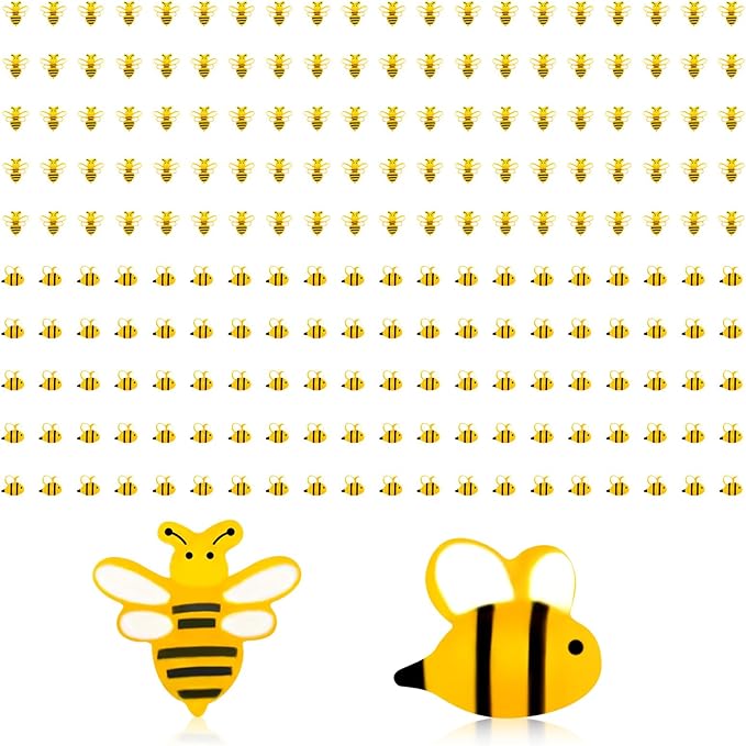 200PCS Micro Resin Bee Decor Dollhouse Tiny Bee Decorations for Party Mini Resin Animals for Garden Micro Landscaping Bee Party Decorations