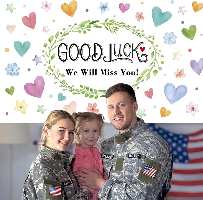 Colorful Good Luck We Will Miss You Backdrop Banner Photography Background for Retirement Farewell Going Away Leaving Coworker Goodbye Graduation Theme Party Decoration Supplies 72.8 * 43.3in