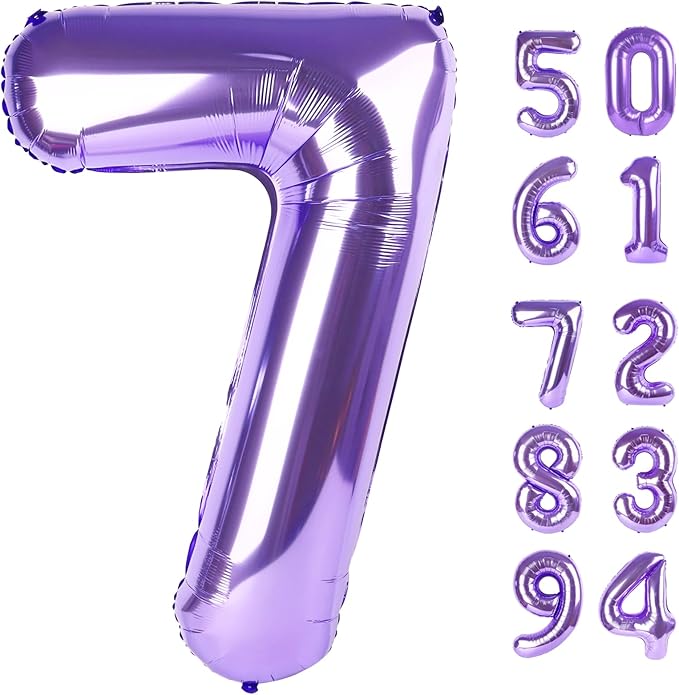 Purple 7 Balloon, Number Balloon 40 Inch, Purple Party Decorations, 7th Number, Purple Seven Birthday Decorations, Number 7 Balloons