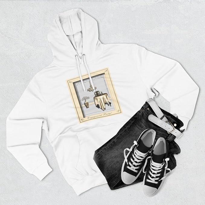 3dRose Engagement Party Room with Table and Chair Pale Yellow and Gold Three-Panel Fleece Hoodie White/L
