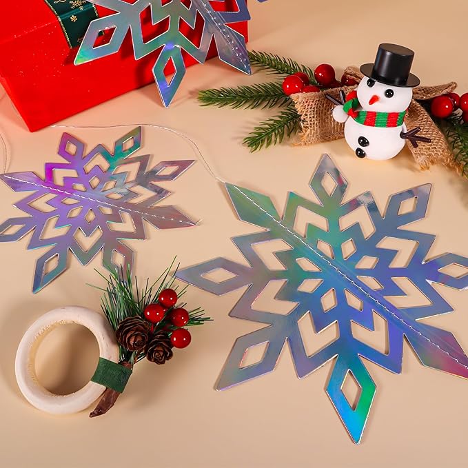 24 PCS Snowflake Christmas Hanging Party Decor Supplies,12 PCS 3D Glittery Snowflakes &12PCS 3D White Paper Snowflakes Hanging Garland for Christmas Winter Holiday New Year Wonderland Party Decoration