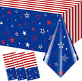 3Pcs Patriotic Tablecloths for 4th of July Decorations,Red White Blue Star Plastic Disposable Table Cover for Fourth of July Memorial Patriotic Day Independence Veterans Day Party Supplies,54x108 Inch
