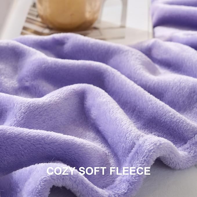 Hansleep Fleece Lilac Twin Blanket, Super Soft Flannel Fuzzy Plush Cozy Blanket for All Seasons, Lilac, Twin 60x80 Inches