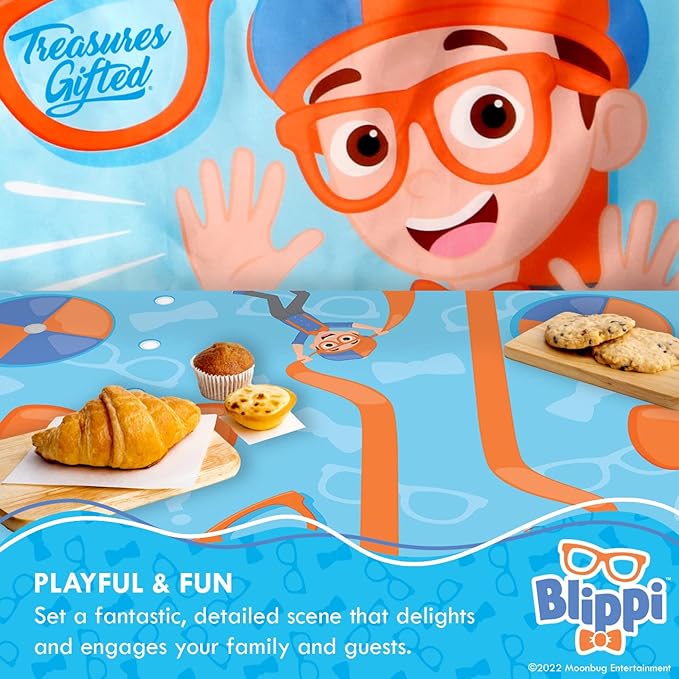 Treasures Gifted Officially Licensed Blippi Birthday Party Supplies - Pack of 1 - Large Rectangular Blippi Tablecloth 54in x 108in - Blippi Party Decorations for Tabletop - Happy Birthday Tablecloth