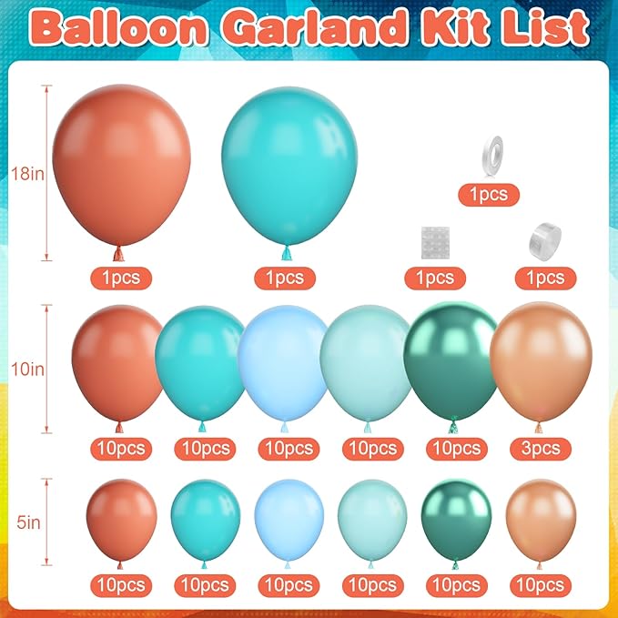 Tropical Balloon Arch Garland Kit with Rose Gold Blue Green Blush Balloons for Hawaii Baby Shower Birthday Theme Party Decorations