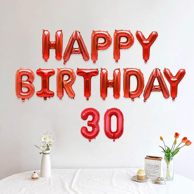 2 Set 20 Pcs Number Balloons 16 Inch Red 0-9 Number Mylar Foil Balloons Red Custom Digital Balloons for Birthday Party Engagement Graduations Anniversary Baby Shower Decor Party Supplies