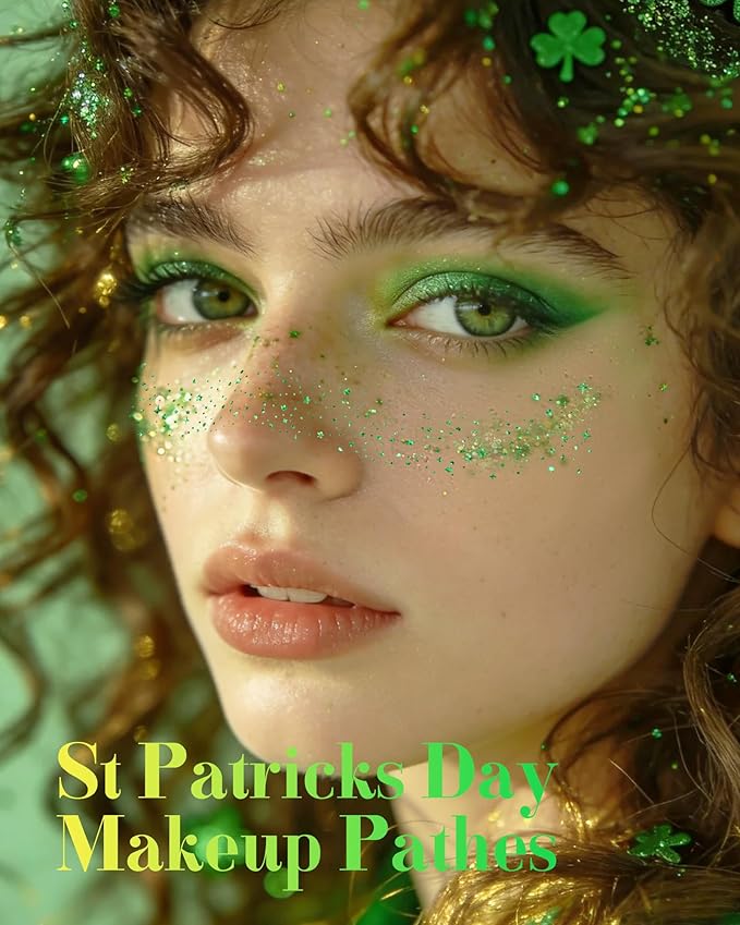 Face Glitter, Green Temporary Face Tattoos Stickers, Body Face Glitter for Women Girls, Green Freckles for St Patrick's Day Country Concerts Singer Festival Rave Accessories (Green - 10 pcs)