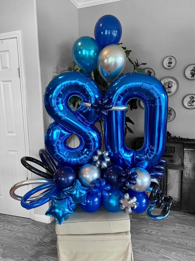 18 Number Balloons, Dark Blue Balloons for Man Woman 18th Birthday Decoration, Foil Number Ballon for 18, 81 Anniversary, Bridal Shower, Graduation, Halloween, Christmas, New Year