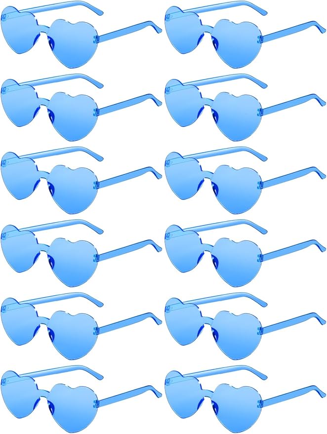 12 Pairs Heart Shaped Sunglasses for Women Colorful Glasses Fun Trendy Transparent Heart Sunglasses Party Favor