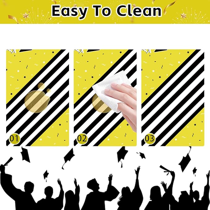 7-Pack Graduation Party Decorations Set, 3 Yellow Graduation Tablecloths 54x108in, 2026 and Grad Balloons, 2 Foil Fringe Curtains for High School College Graduation Party Photo Booth