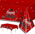 2 Pack Graduation Tablecloth - Congrats Grad Table Cloths, Plastic Disposable Rectangle Red Class of 2026 Table Cover for Graduation Tables Decorations Party Decor Supplies Favors,108 x 54 Inch