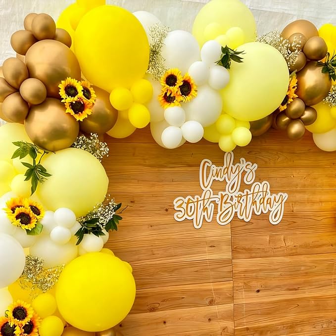 Sunflower Balloon Garland Arch Kit 140PCS - Lemon Yellow, Maca Yellow, Metallic Gold Latex and Foil Sunflower Balloons for Sunshine Sunflower Bee Themed Wedding Birthday Party Decorations (Sunflower)