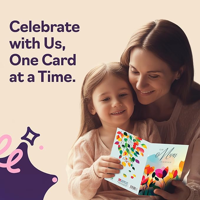 Mum Birthday Card - Vibrant Summer Flowers - Vivid Happy Birthday Card for Mum from Daughter Son, 5x7 Inch Female Floral Bday Golden Greeting Cards
