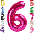 40 Inch Hot Pink Number 6 Balloon, Giant 6 Number Balloons for 6th Birthday Decorations, Party Supplies for Baby Boy Girl, Hot Pink Party Decor