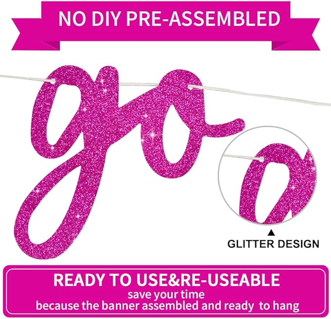 BEISHIDA Go Shawty It's Your Birthday Banner NO DIY Hip Hop Theme Happy Birthday Banner Pre-Strung Rap Theme Happy Birthday Sign for Man Women birthday Party Supply Glitter Rose Red