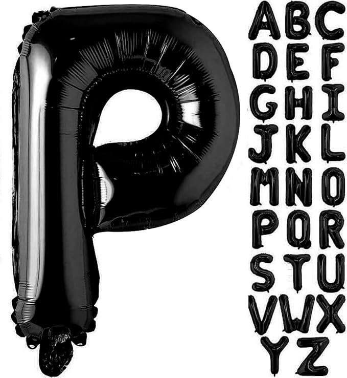 Black Letter P Balloons, 40 Inch Alphabet P Letter Balloons Foil Mylar Big Letter Balloons for Birthday Party Anniversary New Year Graduation Wedding Decorations