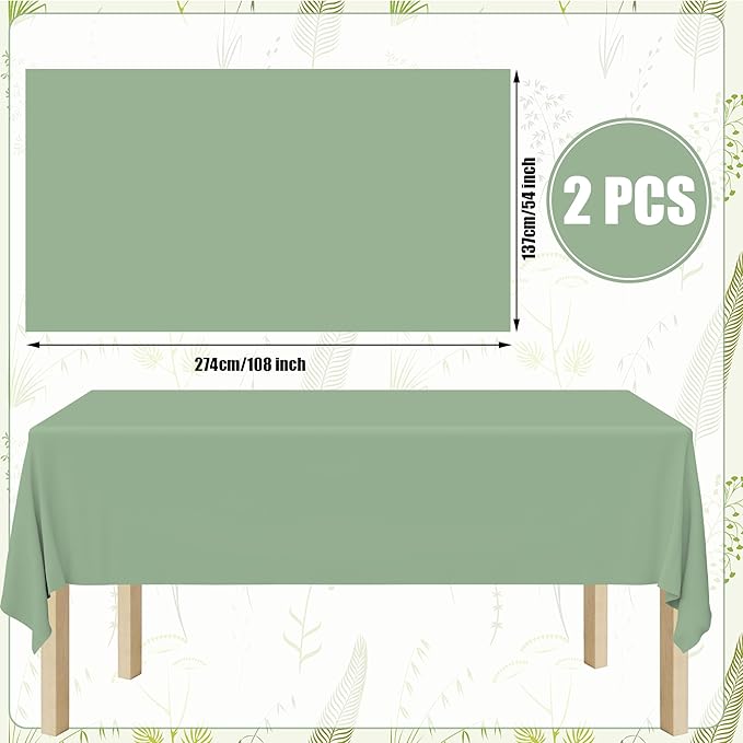 177 PCS Sage Green Party Supplies Sage Green Tableware Set Paper Plates Napkins Cups and Disposable Tablecloths for Wedding Bridal Shower Birthday Baby Shower Party Decorations, Serves 25