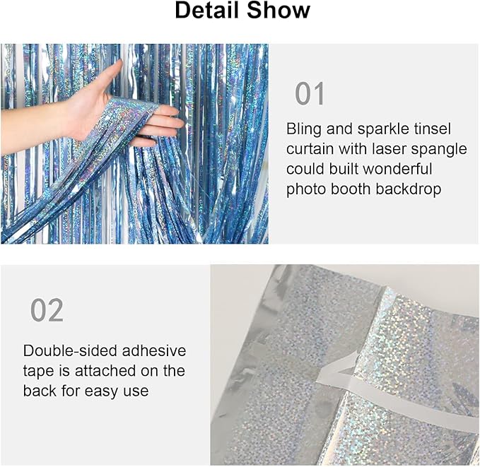 3 Pack Backdrop Curtains, Fringe Streamers Tinsel Backdrop, Birthday Decorations, Disco Party Decor (3.3 x 6.6', Pink)